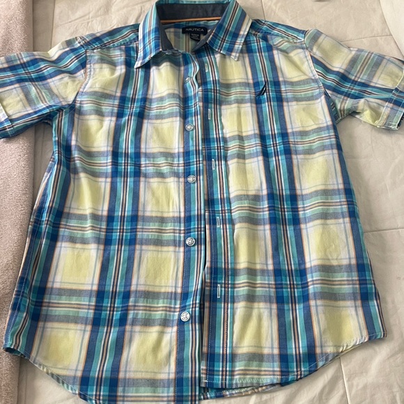 Nautica Blue and Green Plaid Shirt - Picture 1 of 4